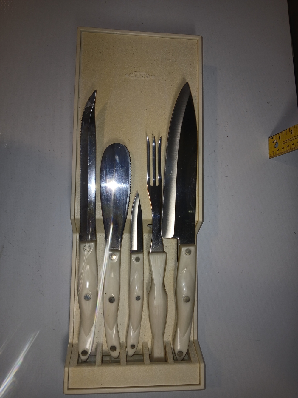 Cutco 5 Piece Knife Set W Plastic Wall Mount 1728 1726 1720 1768 1729 1742